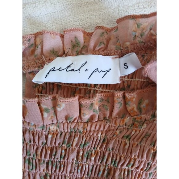 Petal & Pup Womens Midi Dress Pink Floral Ballon Sleeve Small Cottagecore Boho - Picture 16 of 16